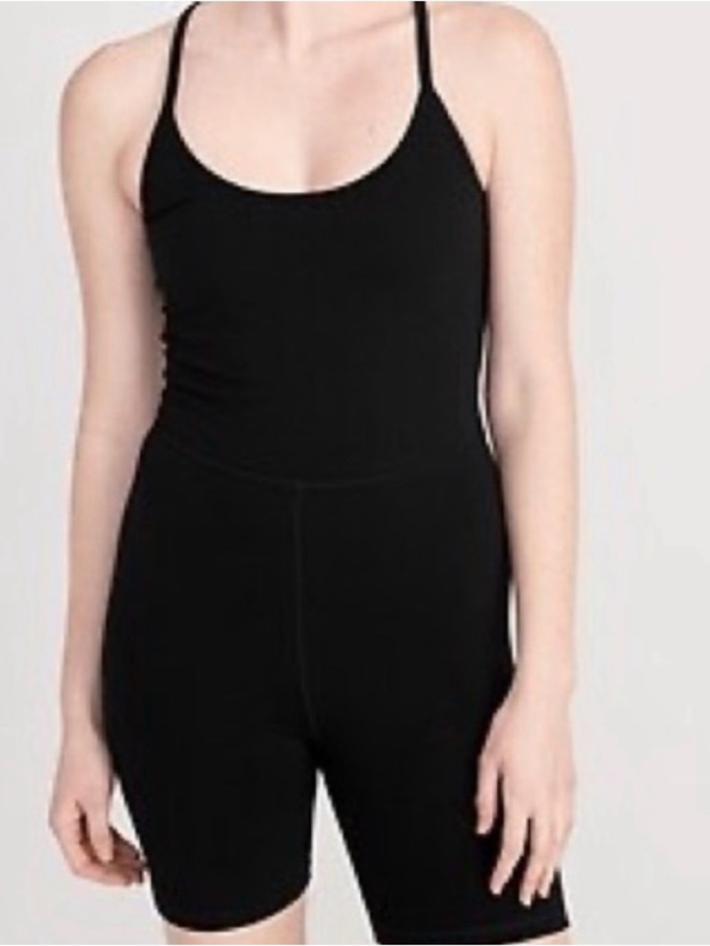 Old Navy Black Slim Scoop-Neck Biker Short Jumpsuit